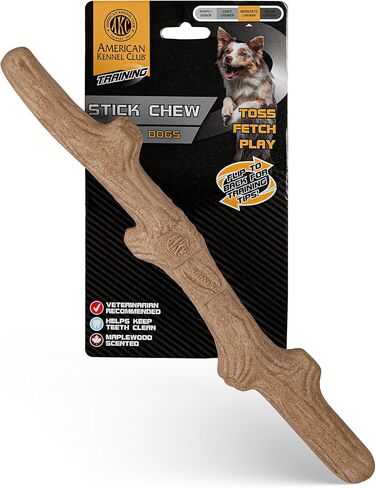 American Kennel Club Training Dog Chew Toy, TPR Wood Stick Dog Toy, Durable Dog Toy for Moderate Chewers, Maplewood Scented for Long-Lasting Engagement, Supports Dental Health in Kuwait