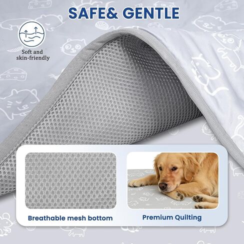 SUPRIY Dog & Cat Cooling Mat with Bandana - Pet Cooling Pad & Pet Scarf Set for Summer(QMAX>0.4) for Pet in Summer, Washable, Non-Toxic(small16.5 x21.6) in Kuwait