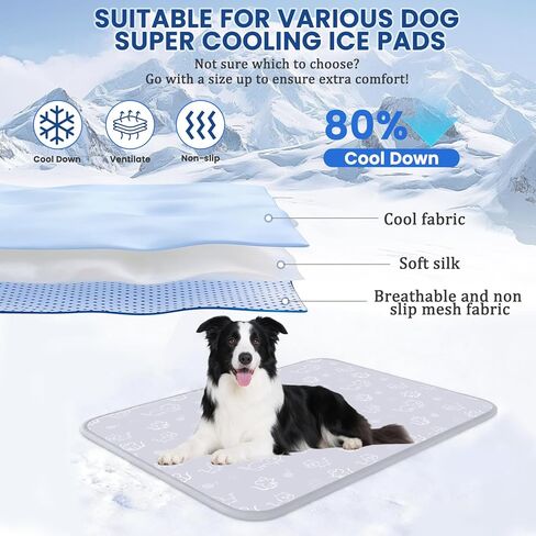 SUPRIY Dog & Cat Cooling Mat with Bandana - Pet Cooling Pad & Pet Scarf Set for Summer(QMAX>0.4) for Pet in Summer, Washable, Non-Toxic(small16.5 x21.6) in Kuwait