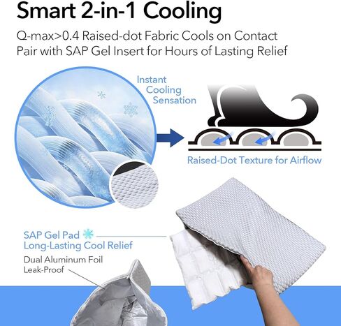2-in-1 Cooling Mat 12"x20" for Cats, Small Dogs (Yorkies), Q-Max>0.4 Ice-Silk + 2 Gel Inserts, Waterproof Machine Washable for Crate Indoor Outdoor (S) in Kuwait