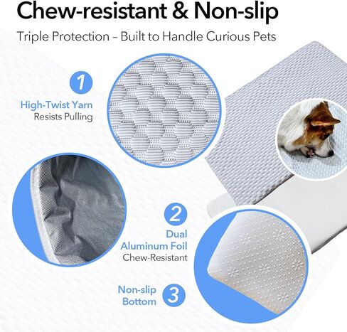 2-in-1 Cooling Mat 12"x20" for Cats, Small Dogs (Yorkies), Q-Max>0.4 Ice-Silk + 2 Gel Inserts, Waterproof Machine Washable for Crate Indoor Outdoor (S) in Kuwait