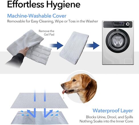 2-in-1 Cooling Mat 12"x20" for Cats, Small Dogs (Yorkies), Q-Max>0.4 Ice-Silk + 2 Gel Inserts, Waterproof Machine Washable for Crate Indoor Outdoor (S) in Kuwait