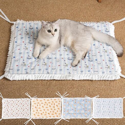 2PCS Reversible Silent Cat Bed Self Warming Pet Pad Thin Style Mat Washable Cushion Pad, Pad for Window Perch Outdoor Cat Houses, for Cats, Small Dogs, Rabbits, Non Electric,(Blue Kitten,XS) in Saudi Arabia