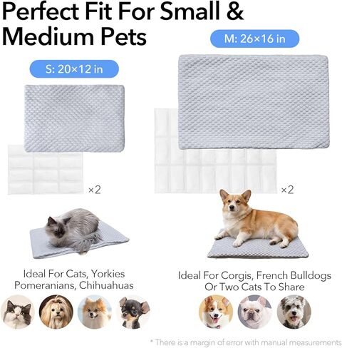 2-in-1 Cooling Mat 12"x20" for Cats, Small Dogs (Yorkies), Q-Max>0.4 Ice-Silk + 2 Gel Inserts, Waterproof Machine Washable for Crate Indoor Outdoor (S) in Kuwait