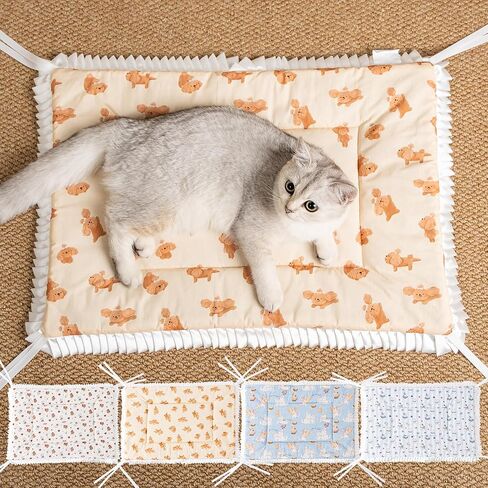 2PCS Reversible Silent Cat Bed Self Warming Pet Pad Thin Style Mat Washable Cushion Pad, Pad for Window Perch Outdoor Cat Houses, for Cats, Small Dogs, Rabbits, Non Electric,(Blue Kitten,XS) in Saudi Arabia