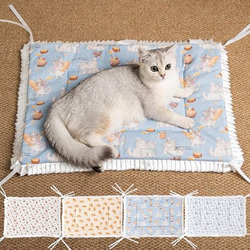 2PCS Reversible Silent Cat Bed Self Warming Pet Pad Thin Style Mat Washable Cushion Pad, Pad for Window Perch Outdoor Cat Houses, for Cats, Small Dogs, Rabbits, Non Electric,(Blue Kitten,XS) in Saudi Arabia