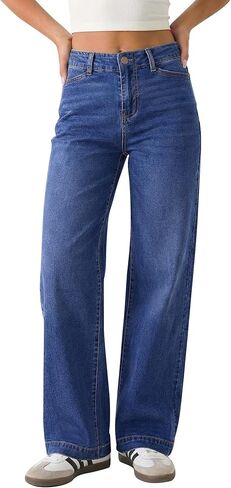 GRAPENT Wide Leg Jeans Woman High Waisted Trendy Stretchy Denim Pants Classic Trouser Jeans with Slash Pockets in Saudi Arabia