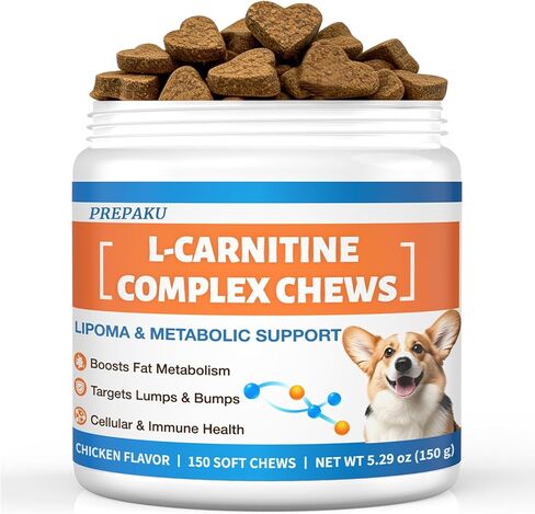 علاج الورم الشحمي للكلاب – L-Carnitine يحسن استقلاب الدهون والراحة؛ تركيبة متقدمة مع ذيل الديك الرومي، ويوننان سانكي، ومزيج CoQ10 والكركمين للعناية الخلوية والمناعة والحيوية - 150 قطعة للمضغ in Kuwait