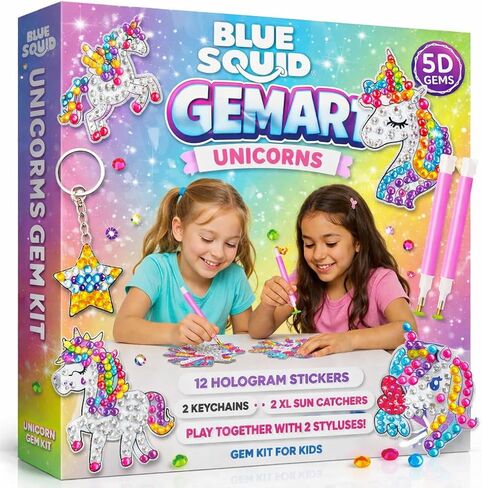 Blue Squid Diamond Art Kits for Kids – Fun DIY Gem Art, Diamond Art for Kids Jewel Art – Creative 5D Gem Painting Art & Craft Kit for Kids - Diamond Painting Kits for Kids, Ages 6 7 8 9 10 11 12 in Saudi Arabia