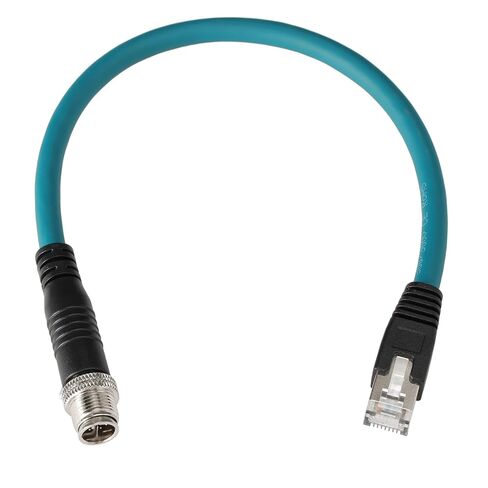 HangTon M12 Ethernet 8 Pin X-Code RJ45 CAT-7e GigE Cable for Basler Cognex Industrial Camera Sensor (1 Meter) in Kuwait
