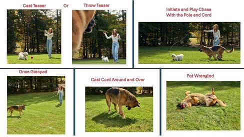 PET Wrangler 2.0 - Upgraded Flirt Pole for Dogs, Interactive Dog Toy with Reinforced 50" Pole &10ft Cord, Creates Extended Play Area, 3 Changeable Lures for Training, Exercise, & Enrichment in Kuwait