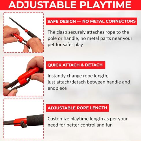 PET Wrangler 2.0 - Upgraded Flirt Pole for Dogs, Interactive Dog Toy with Reinforced 50" Pole &10ft Cord, Creates Extended Play Area, 3 Changeable Lures for Training, Exercise, & Enrichment in Kuwait