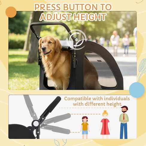 Large Pet Stroller for Large & Medium Dogs, 77 lb Capacity, 12" All-Terrain Shock Absorbing Wheels, Waterproof 600D Grey Linen, Heavy-Duty Extra Large Pet Pram, Foldable Travel Stroller in Kuwait