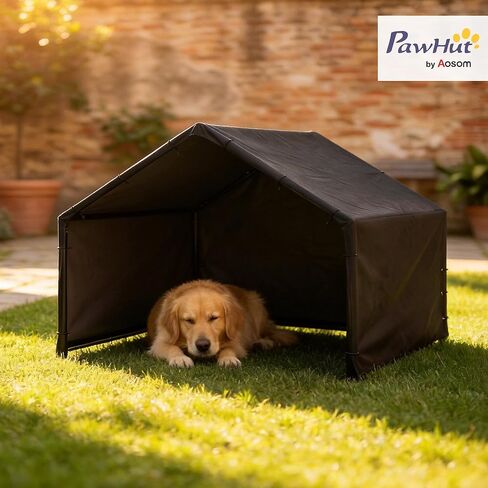 PawHut Dog Shade Shelter Outdoor, Dog House Outside with Waterproof & UV-Resistant Canopy, Pet Tent for Small Medium Large Breeds, Pet House for Small Animals with Ground Nails, 49" x 43" x 37" in Kuwait