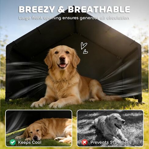 PawHut Dog Shade Shelter Outdoor, Dog House Outside with Waterproof & UV-Resistant Canopy, Pet Tent for Small Medium Large Breeds, Pet House for Small Animals with Ground Nails, 49" x 43" x 37" in Kuwait