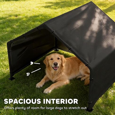 PawHut Dog Shade Shelter Outdoor, Dog House Outside with Waterproof & UV-Resistant Canopy, Pet Tent for Small Medium Large Breeds, Pet House for Small Animals with Ground Nails, 49" x 43" x 37" in Kuwait