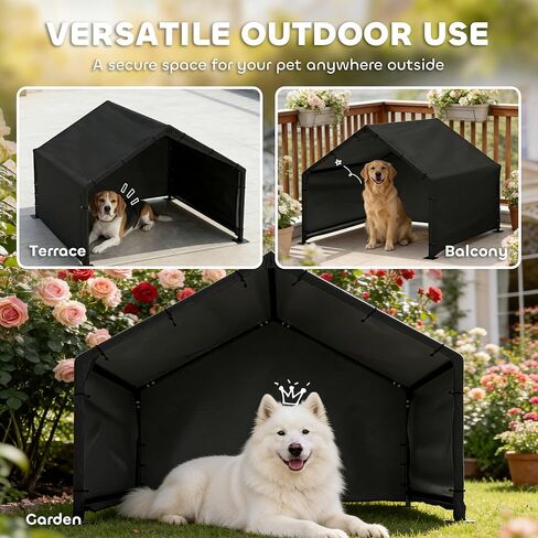 PawHut Dog Shade Shelter Outdoor, Dog House Outside with Waterproof & UV-Resistant Canopy, Pet Tent for Small Medium Large Breeds, Pet House for Small Animals with Ground Nails, 49" x 43" x 37" in Kuwait