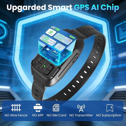 GPS Wireless Dog Collar Fence System,Invisible Electric Fence for Dogs,Adjustable Range 49-6561ft,IPX7 Waterproof Rechargeable Design,GPS Dog Collar Has 2 Modes Circular and Free-Form Fence in Kuwait