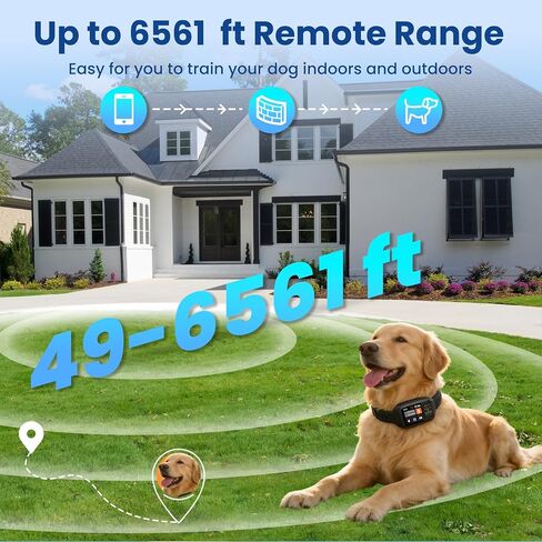 GPS Wireless Dog Collar Fence System,Invisible Electric Fence for Dogs,Adjustable Range 49-6561ft,IPX7 Waterproof Rechargeable Design,GPS Dog Collar Has 2 Modes Circular and Free-Form Fence in Kuwait