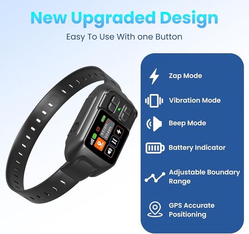 GPS Wireless Dog Collar Fence System,Invisible Electric Fence for Dogs,Adjustable Range 49-6561ft,IPX7 Waterproof Rechargeable Design,GPS Dog Collar Has 2 Modes Circular and Free-Form Fence in Kuwait