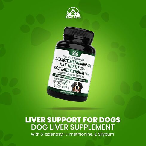 Liver Support Supplement for Large Dogs with Silymarin (Same & Silybin) S-Adenosyl-L-methionine (SAM-e) & Silybum (Milk Thistle) Dog Liver Supplement - 3rd Party Tested, Non GMO - 30 Chewable Tablets in Saudi Arabia