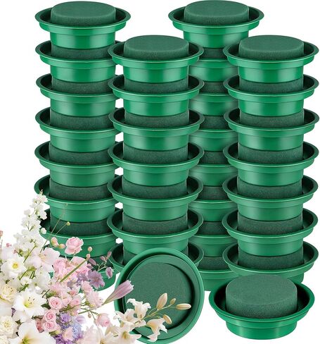 8 Packs Floral Foam Rounds in Bowls DIY Flower Arrangement Kit Green Round Wet Flower Foam Blocks for Fresh and Artificial Flower Arrangements, Birthday Wedding Party Decors in Kuwait