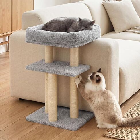 Veehoo Cat Perch مع عمود خدش للقطط، واقي زاوية الأريكة للقطط، عمود خدش طويل مع سرير للقطط للقطط الداخلية، مقاس S يناسب مسند ذراع الأريكة المرتفع مقاس 23 بوصة - 24 بوصة in Kuwait