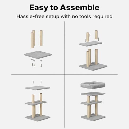Veehoo Cat Perch مع عمود خدش للقطط، واقي زاوية الأريكة للقطط، عمود خدش طويل مع سرير للقطط للقطط الداخلية، مقاس S يناسب مسند ذراع الأريكة المرتفع مقاس 23 بوصة - 24 بوصة in Kuwait