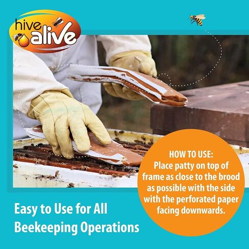 HIVE ALIVE حبوب اللقاح لنحل العسل - 10 رطل (10x1 رطل) فطائر حبوب اللقاح وطعام النحل لفصل الربيع مع 15% حبوب اللقاح الأمريكية الحقيقية والأعشاب البحرية والأحماض الأمينية لدعم صحة الحضنة والمستعمرة in Kuwait