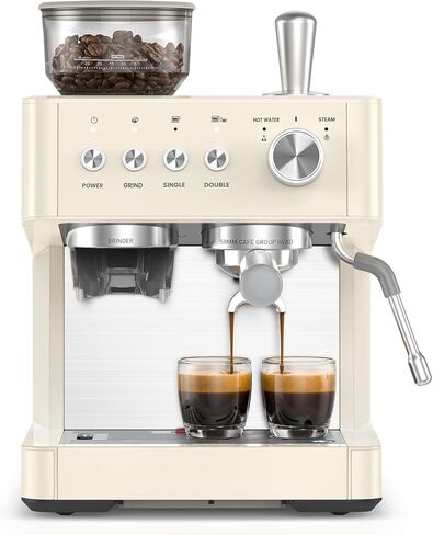 Kismile Espresso Machines with Grinder, 20 Bar Professional Espresso Maker with Removable Water Tank, Hot Water Function,Milk Frother Steam Wand for Latte&Cappuccino(Black) in Saudi Arabia