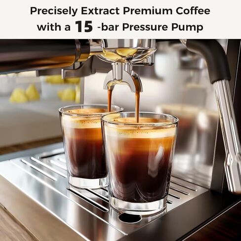 Kismile Espresso Machines with Grinder, 20 Bar Professional Espresso Maker with Removable Water Tank, Hot Water Function,Milk Frother Steam Wand for Latte&Cappuccino(Black) in Saudi Arabia