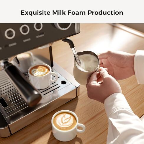 Kismile Espresso Machines with Grinder, 20 Bar Professional Espresso Maker with Removable Water Tank, Hot Water Function,Milk Frother Steam Wand for Latte&Cappuccino(Black) in Saudi Arabia
