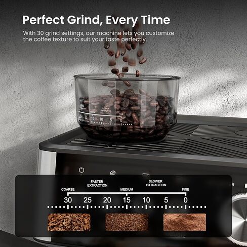 Kismile Espresso Machines with Grinder, 20 Bar Professional Espresso Maker with Removable Water Tank, Hot Water Function,Milk Frother Steam Wand for Latte&Cappuccino(Black) in Saudi Arabia