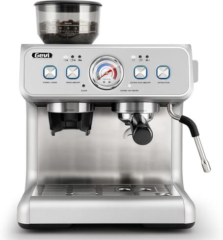 Gevi Dual Boiler Espresso Machine with Built-in Grinder, 58mm Commercial Portafilter, Barista Steam Wand, 31 Grind Settings, Stainless Steel, for Home Barista Use, Sterling Silver in Kuwait