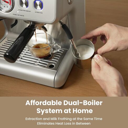 Gevi Dual Boiler Espresso Machine with Built-in Grinder, 58mm Commercial Portafilter, Barista Steam Wand, 31 Grind Settings, Stainless Steel, for Home Barista Use, Sterling Silver in Kuwait