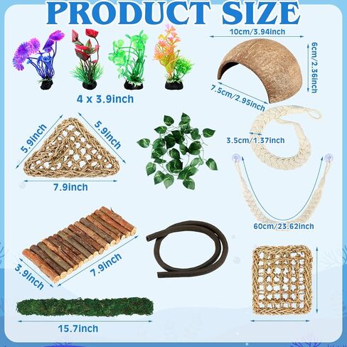 14 Pcs Hermit Crab Accessories Natural Hermit Crab Habitat Toy Artificial Moss and Plants Suction Cups for Lizard Chameleon Leopard Gecko Reptile Amphibians Tank Decoration (Rainforest Style) in Saudi Arabia