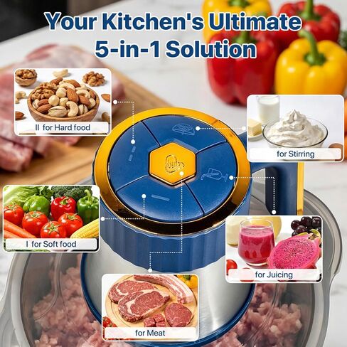 20 Cups Large Capacity Food Processor,5 Speed Electric Meat Grinder Vegetable Chopper,500W Powerful Motor 6 Bi-Level Blade Meat mincer for Vegetable, Nuts, Onion, Garlic with 304 Stainless Steel Bowl in Kuwait