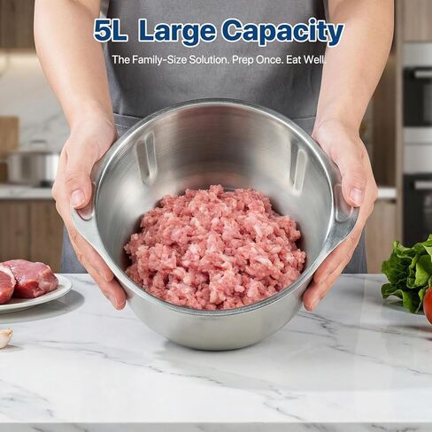 20 Cups Large Capacity Food Processor,5 Speed Electric Meat Grinder Vegetable Chopper,500W Powerful Motor 6 Bi-Level Blade Meat mincer for Vegetable, Nuts, Onion, Garlic with 304 Stainless Steel Bowl in Kuwait