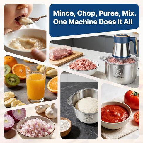20 Cups Large Capacity Food Processor,5 Speed Electric Meat Grinder Vegetable Chopper,500W Powerful Motor 6 Bi-Level Blade Meat mincer for Vegetable, Nuts, Onion, Garlic with 304 Stainless Steel Bowl in Kuwait