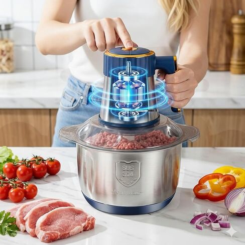 20 Cups Large Capacity Food Processor,5 Speed Electric Meat Grinder Vegetable Chopper,500W Powerful Motor 6 Bi-Level Blade Meat mincer for Vegetable, Nuts, Onion, Garlic with 304 Stainless Steel Bowl in Kuwait