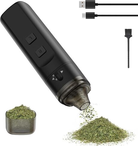 Electric Spice Grinder, Automatic Small Portable Herbal Machine & Spice Mill, USB Rechargeable Grinding Up to 1 Gram(Black) in Saudi Arabia