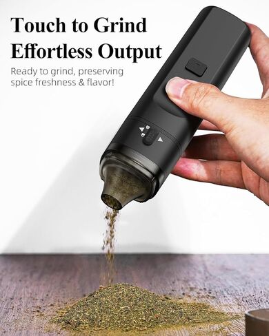 Electric Spice Grinder, Automatic Small Portable Herbal Machine & Spice Mill, USB Rechargeable Grinding Up to 1 Gram(Black) in Saudi Arabia