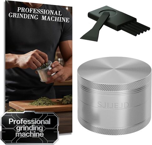 Spice Crusher 3.0 Inch Aluminum Alloy Manual Grinder for Salt, Pepper & Spices Portable 4 Piece with Pollen Catcher, Mesh Screen & Strong Magnetism (Black and Grey) in Kuwait