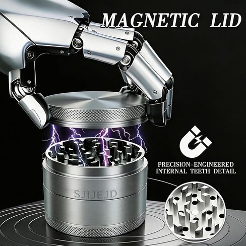 Spice Crusher 3.0 Inch Aluminum Alloy Manual Grinder for Salt, Pepper & Spices Portable 4 Piece with Pollen Catcher, Mesh Screen & Strong Magnetism (Black and Grey) in Kuwait
