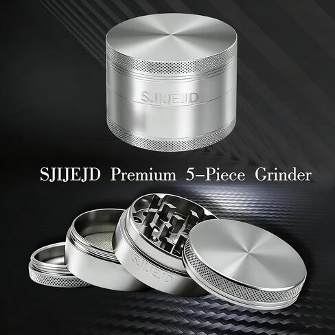 Spice Crusher 3.0 Inch Aluminum Alloy Manual Grinder for Salt, Pepper & Spices Portable 4 Piece with Pollen Catcher, Mesh Screen & Strong Magnetism (Black and Grey) in Kuwait