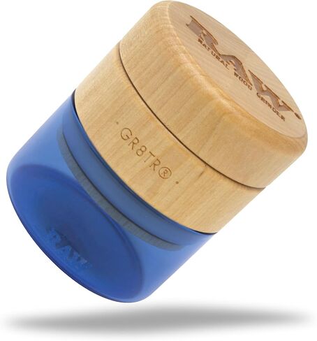 RAW Natural Wood Spice & Herbs Grinder 65mm - Magnetic Closure - Fine Grind - Blue Glass in Kuwait