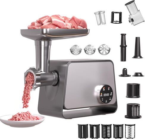 3200W Electric Meat Grinder Sausage Stuffer With Touch Color Screen 4 Speed Settings 3 Slice, Shred Blades,7 Blades,Sausage Stuffer,Kubbe Kitmeat Grinders For Home Use in Kuwait