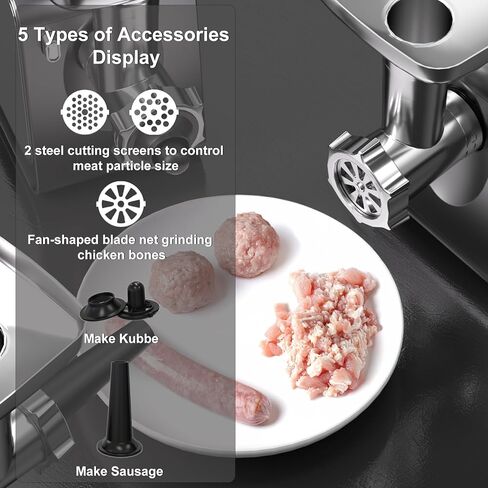 3200W Electric Meat Grinder Sausage Stuffer With Touch Color Screen 4 Speed Settings 3 Slice, Shred Blades,7 Blades,Sausage Stuffer,Kubbe Kitmeat Grinders For Home Use in Kuwait