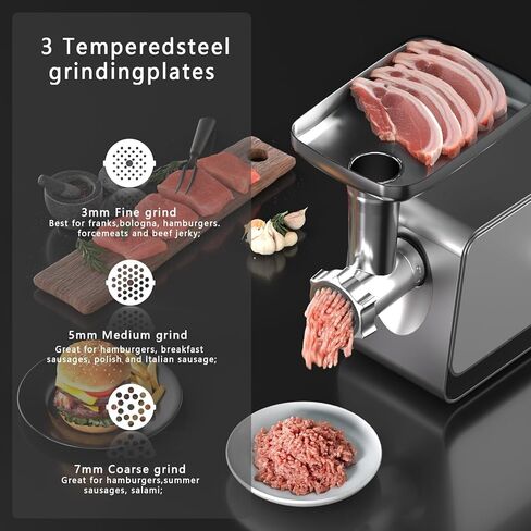 3200W Electric Meat Grinder Sausage Stuffer With Touch Color Screen 4 Speed Settings 3 Slice, Shred Blades,7 Blades,Sausage Stuffer,Kubbe Kitmeat Grinders For Home Use in Kuwait