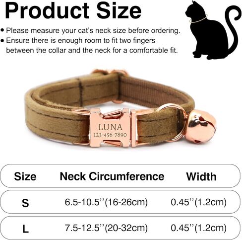 Personalized Non-Breakaway Cat Collar with Name, Luxury Soft Velvet Custom Engraved Name Collar with Bell for Kittens & Cats (Blue with Stars, S (6.5-10.5 inches)) in Kuwait